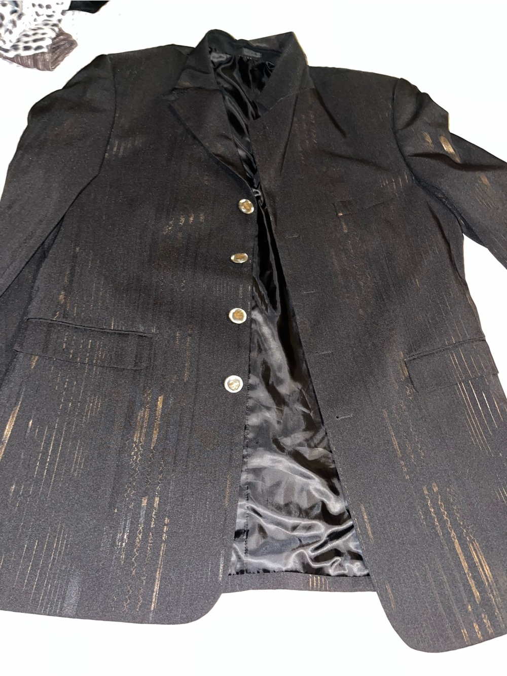 Men's Black Blazer with Bronze Accents - Tailored Sport Coat
